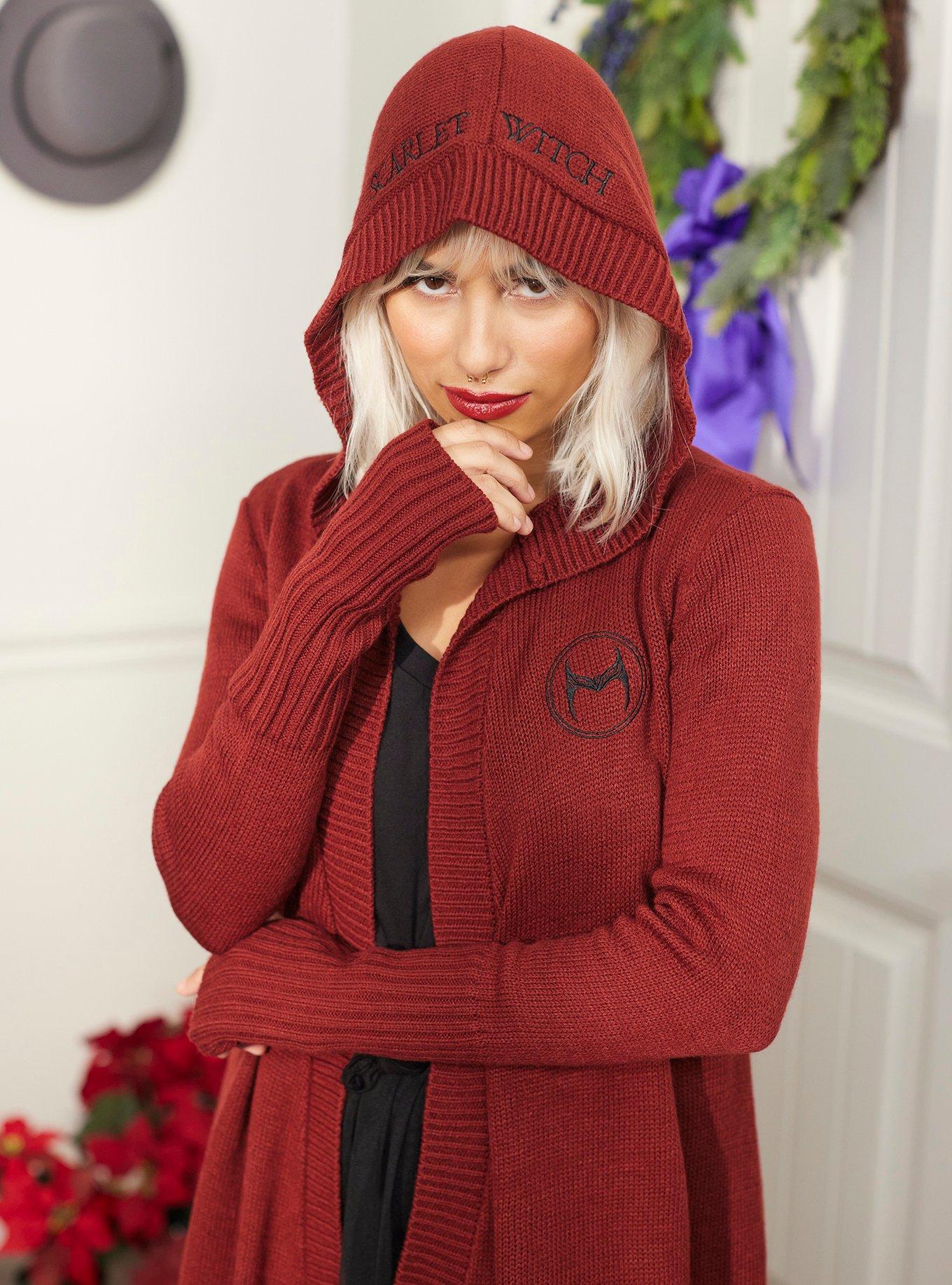 Her Universe Marvel WandaVision Scarlet Witch Hooded Cardigan, BURGUNDY, hi-res