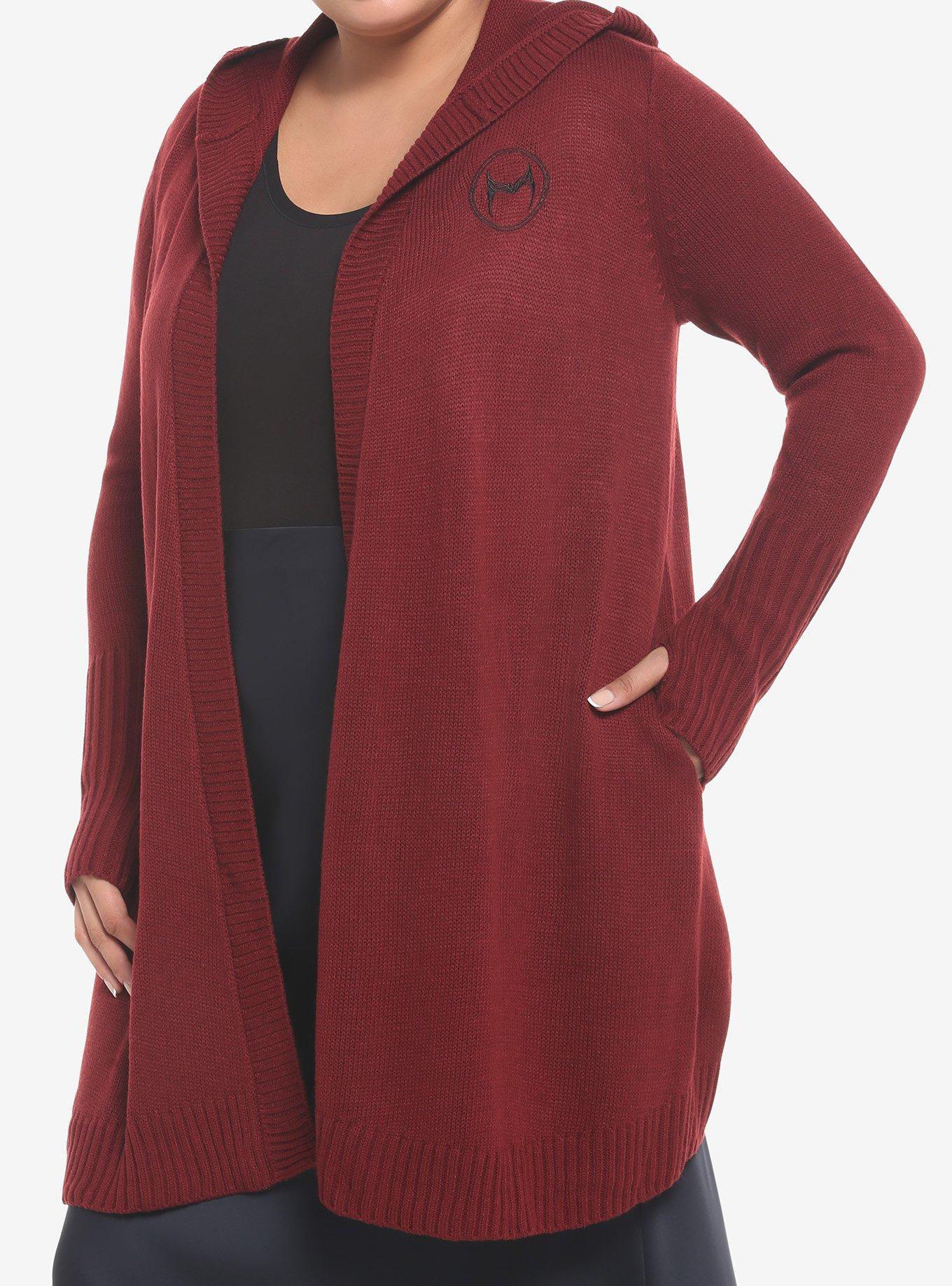 Her Universe Marvel WandaVision Scarlet Witch Hooded Cardigan Plus Size, BURGUNDY, hi-res