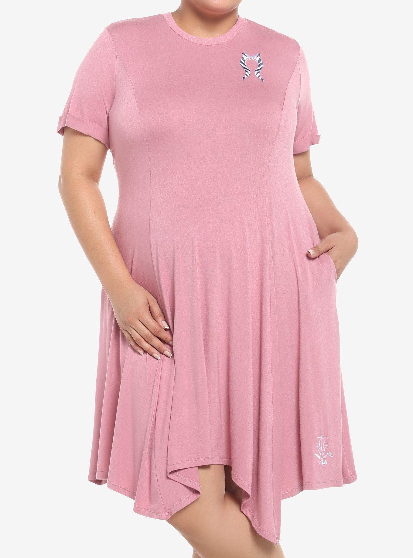 Her Universe Star Wars Ahsoka Tano T-Shirt Dress Plus Size, ROSE, hi-res