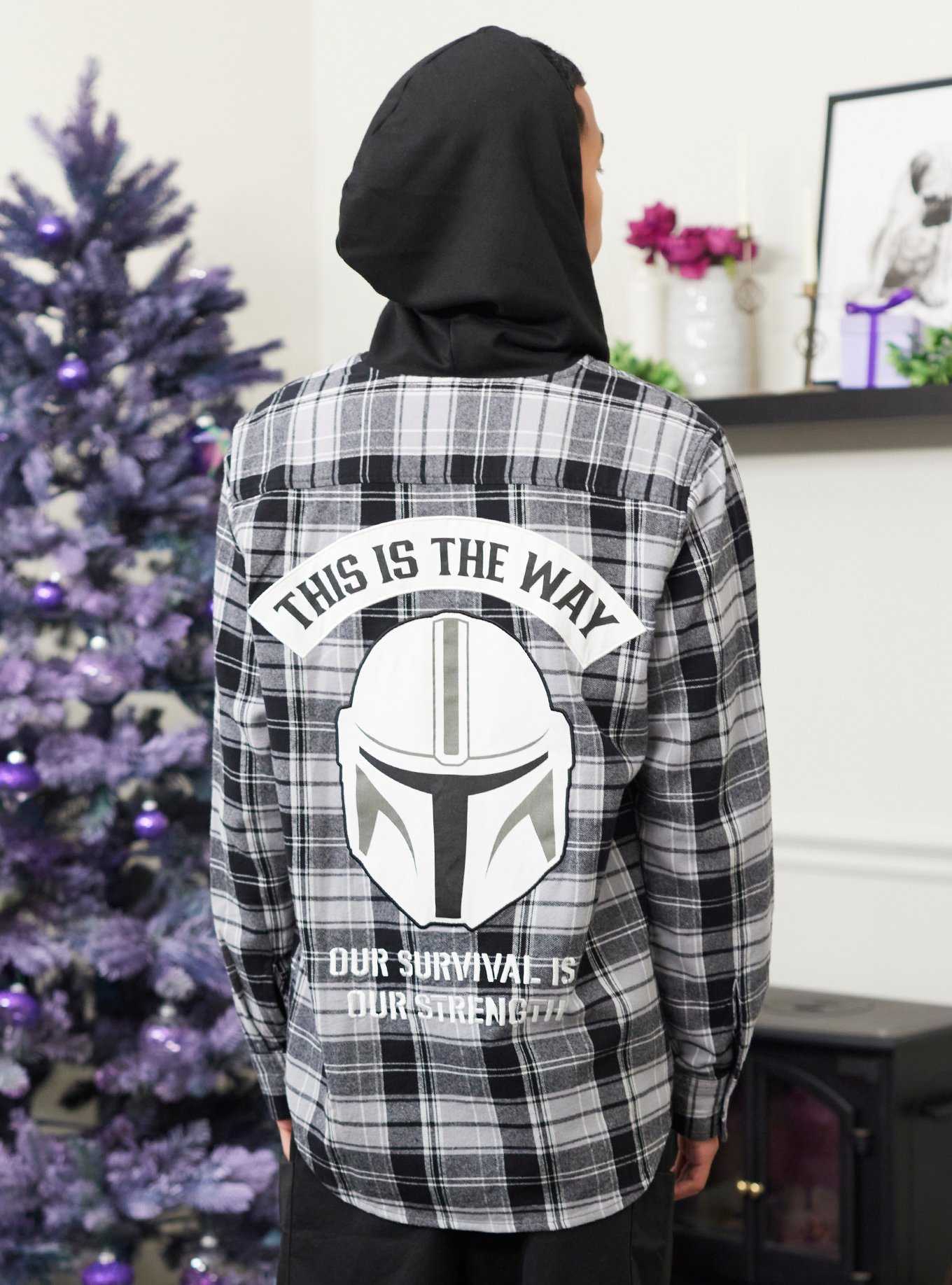 Our Universe Star Wars The Mandalorian Hooded Flannel Shacket, , hi-res