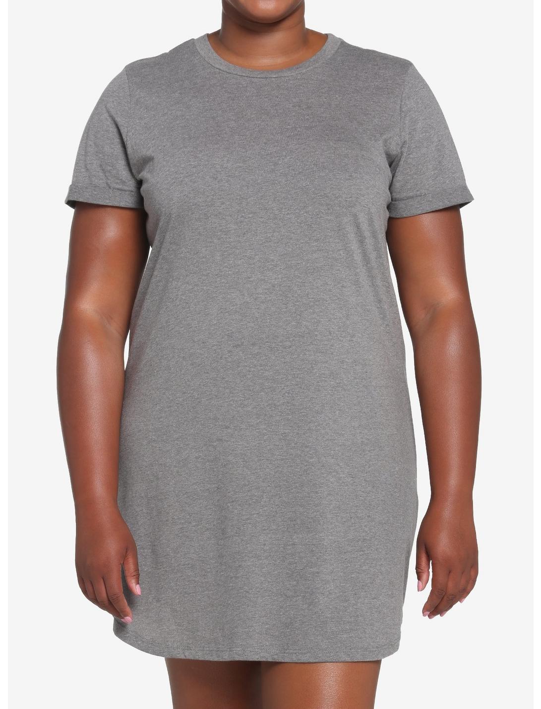 Heather Grey T-Shirt Dress Plus Size, HEATHER GREY, hi-res