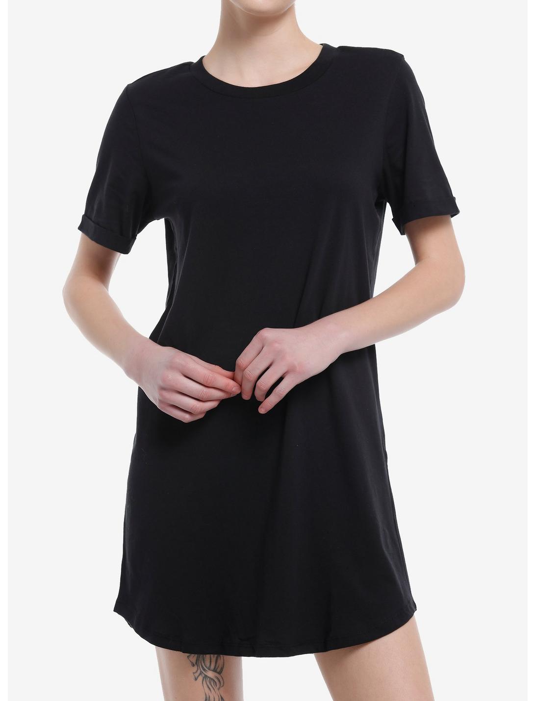 Black T-Shirt Dress, DEEP BLACK, hi-res