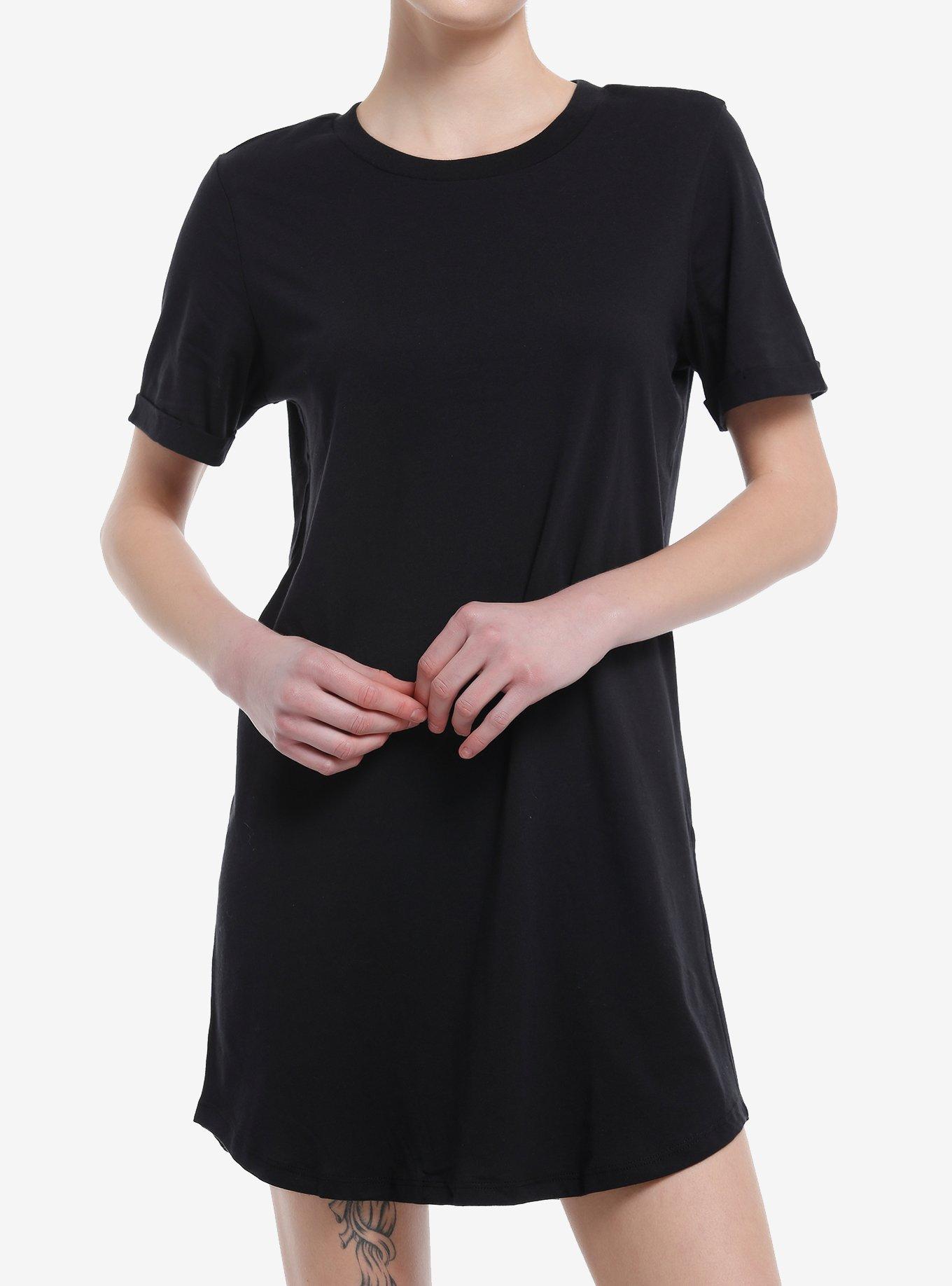 Black T-Shirt Dress, DEEP BLACK, hi-res