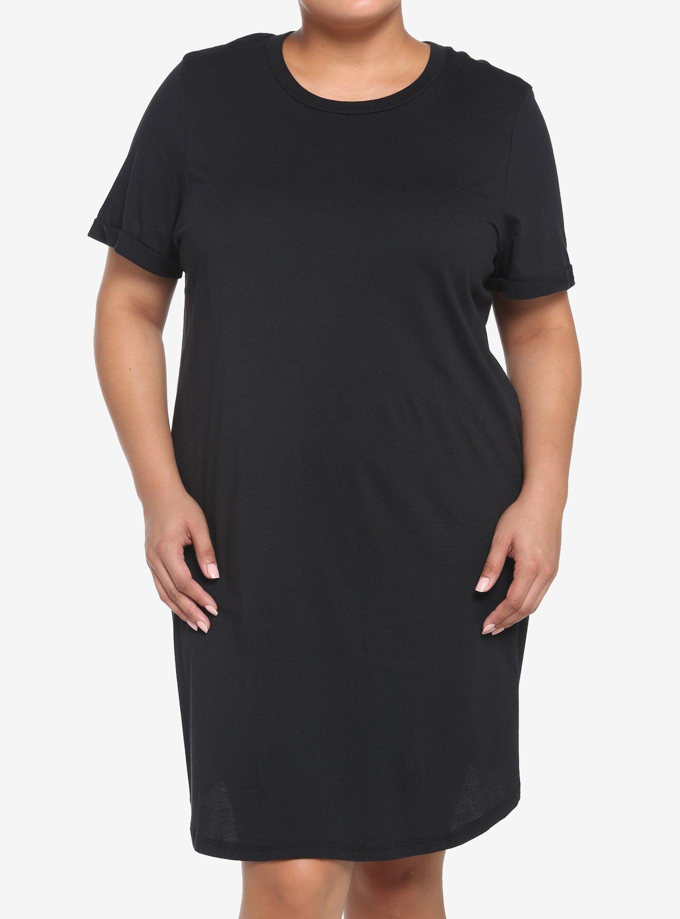 Black T-Shirt Dress Plus Size, , hi-res