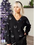 Her Universe Star Wars Silver Icons V-Neck Sweater, BLACK  SILVER, hi-res