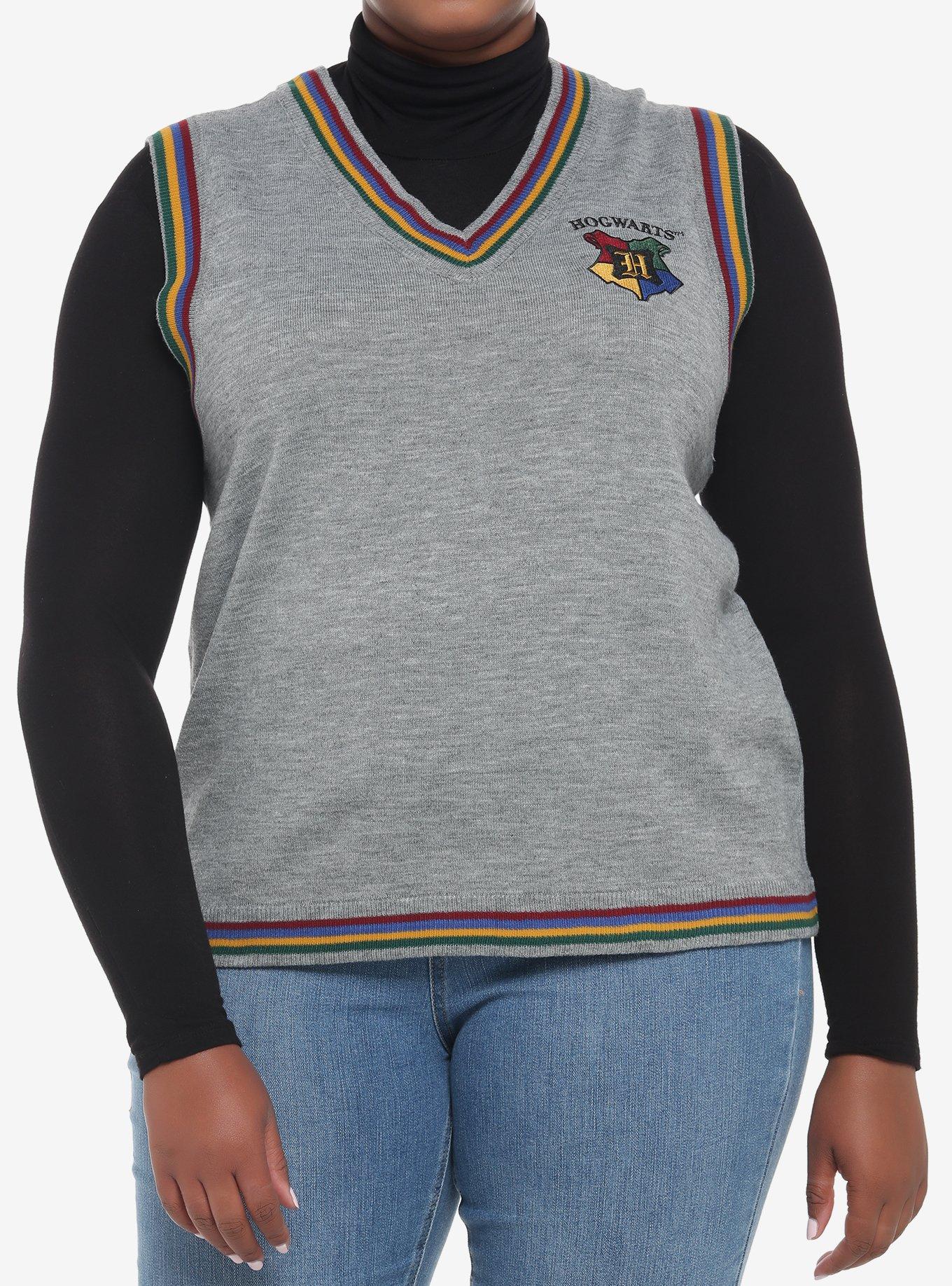 Her Universe Harry Potter Hogwarts Sweater Vest Plus Size, MEDIUM HEATHER GREY, hi-res