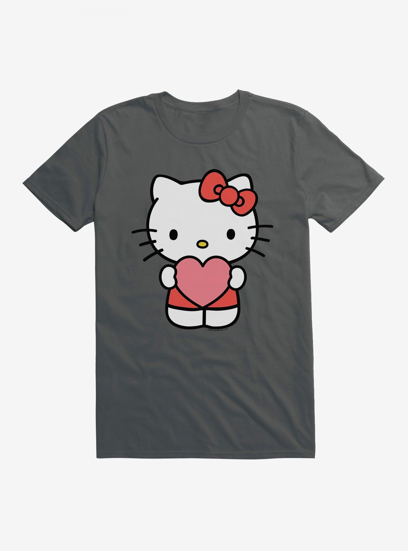Hello Kitty Holding Heart T-Shirt, CHARCOAL, hi-res
