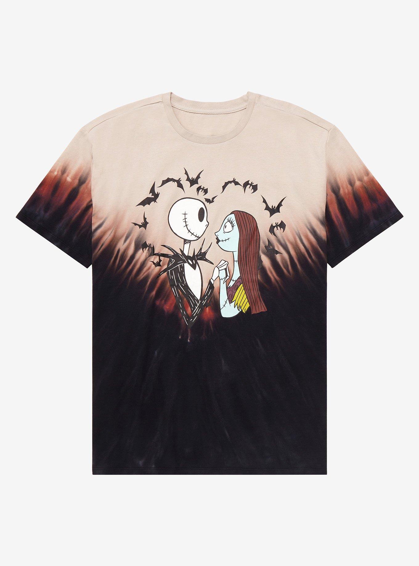 Disney The Nightmare Before Christmas Jack Skellington & Sally Bat Heart  Dye T-Shirt - BoxLunch Exclusive | BoxLunch