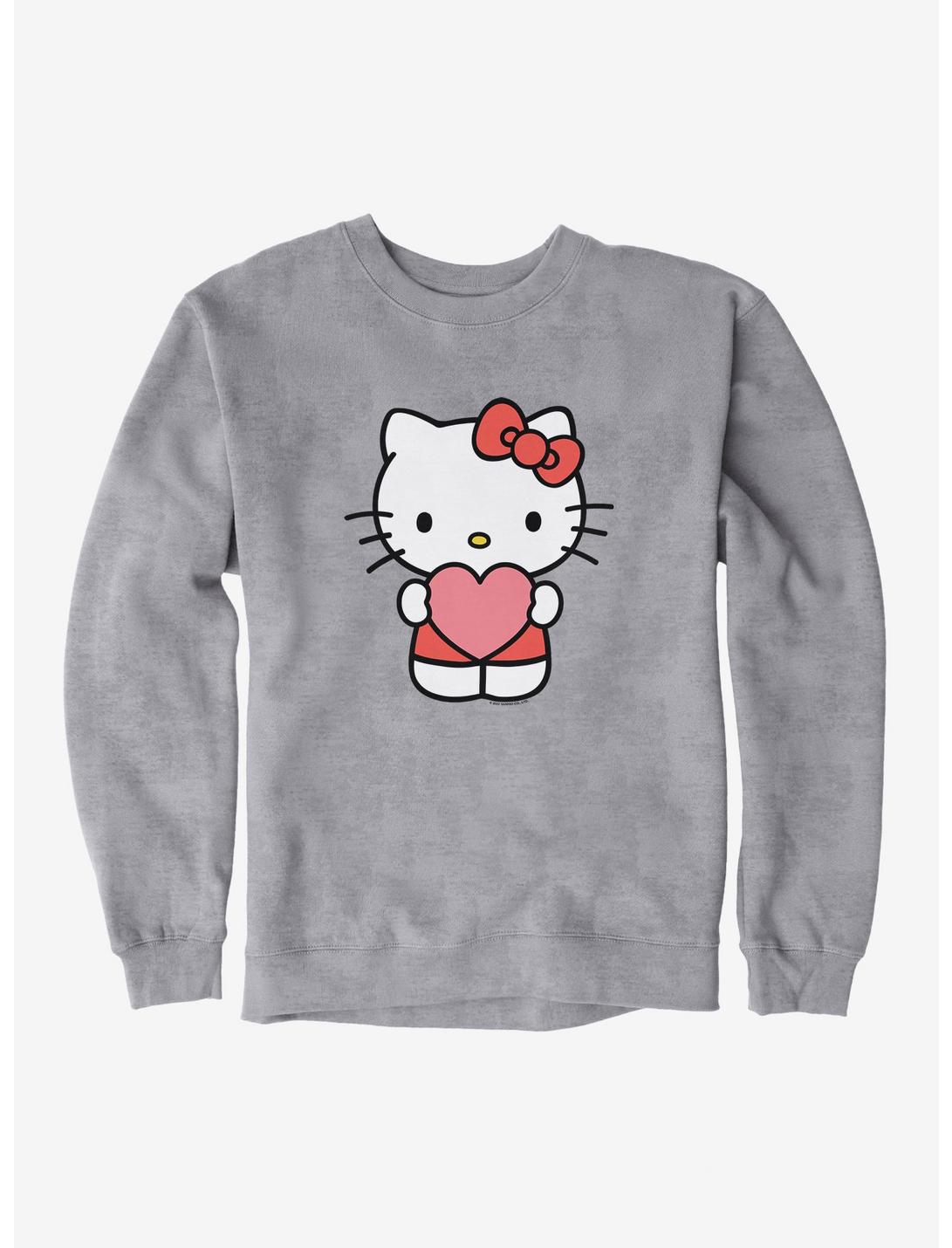 Hello Kitty Heart Sweatshirt, HEATHER GREY, hi-res