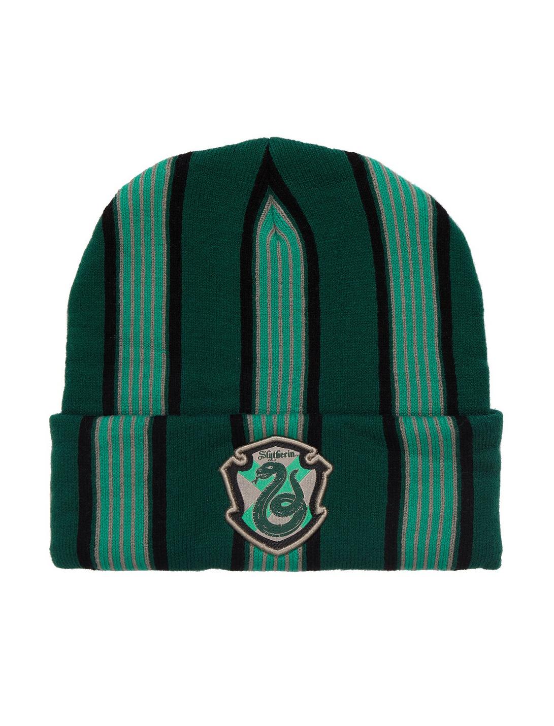 Harry Potter Slytherin Striped Cuff Beanie - BoxLunch Exclusive, , hi-res