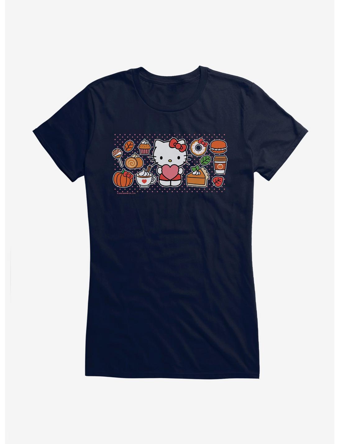 Hello Kitty Pumpkin Spice Food & Decor Girls T-Shirt, NAVY, hi-res