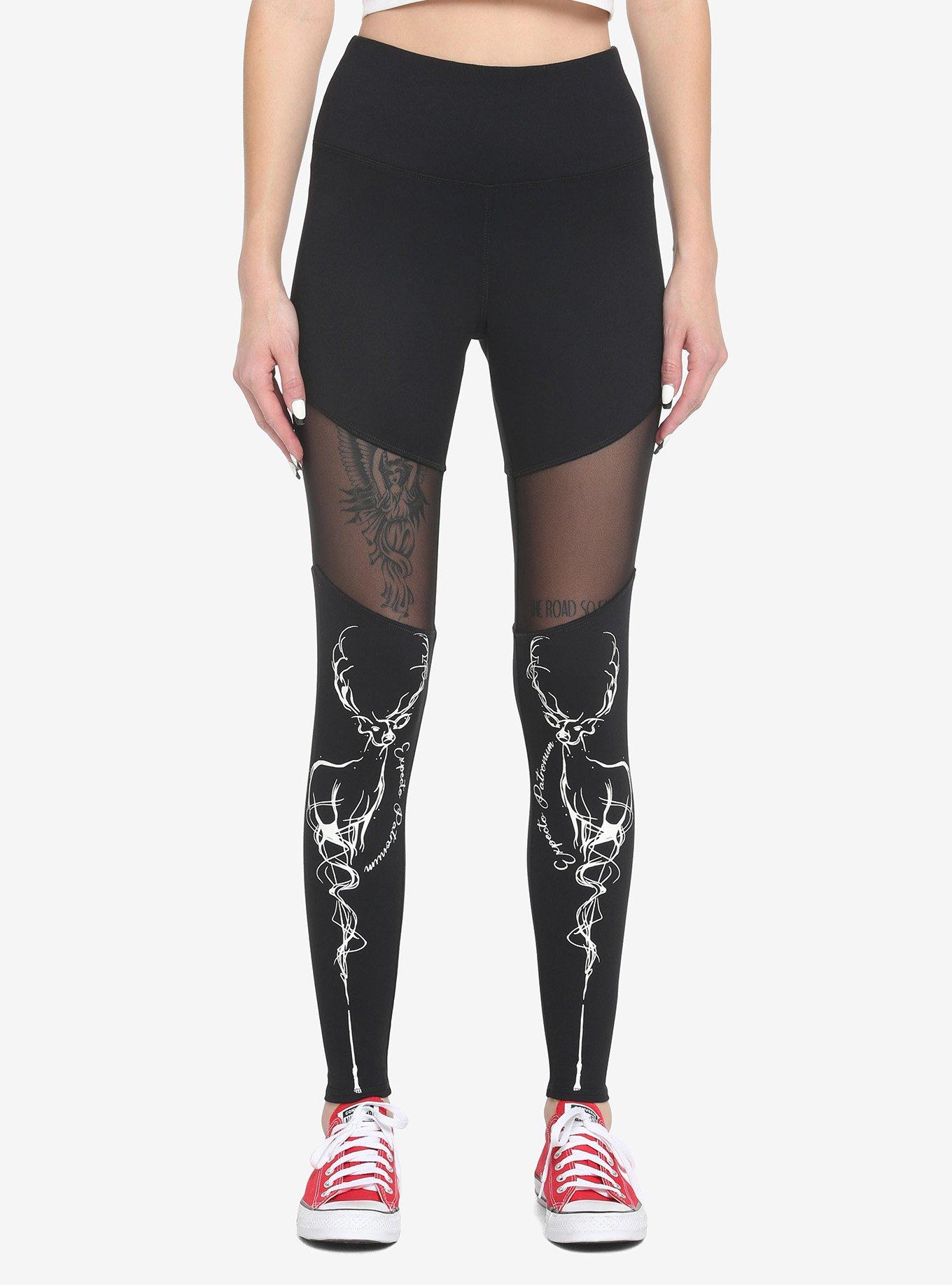 Harry Potter Patronus Spell Mesh Leggings, DEEP BLACK, hi-res