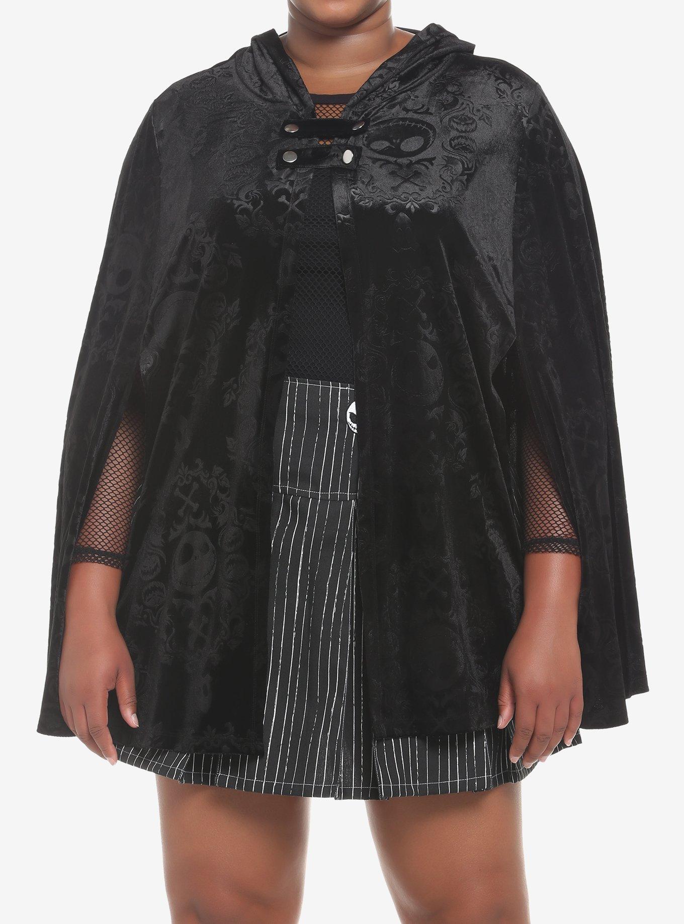 The Nightmare Before Christmas Jack Velvet Hooded Cape Plus Size, DEEP BLACK, hi-res
