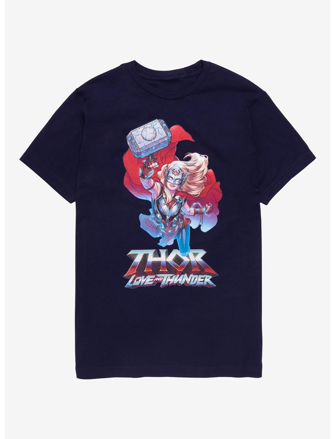 Marvel Thor: Love and Thunder Mighty Thor Portrait T-Shirt - BoxLunch Exclusive, NAVY, hi-res