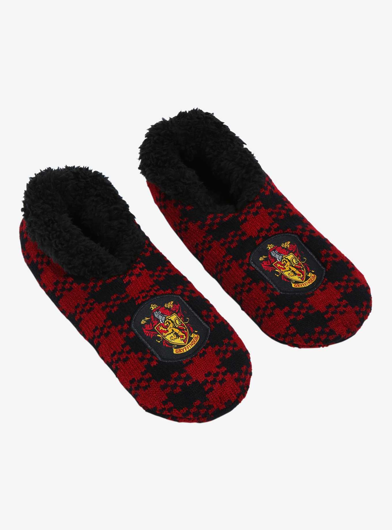 Harry Potter Gryffindor Crest Plaid Slipper Socks - BoxLunch Exclusive, , hi-res