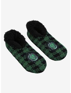 Plus Size Harry Potter Slytherin Crest Plaid Slipper Socks - BoxLunch Exclusive, , hi-res