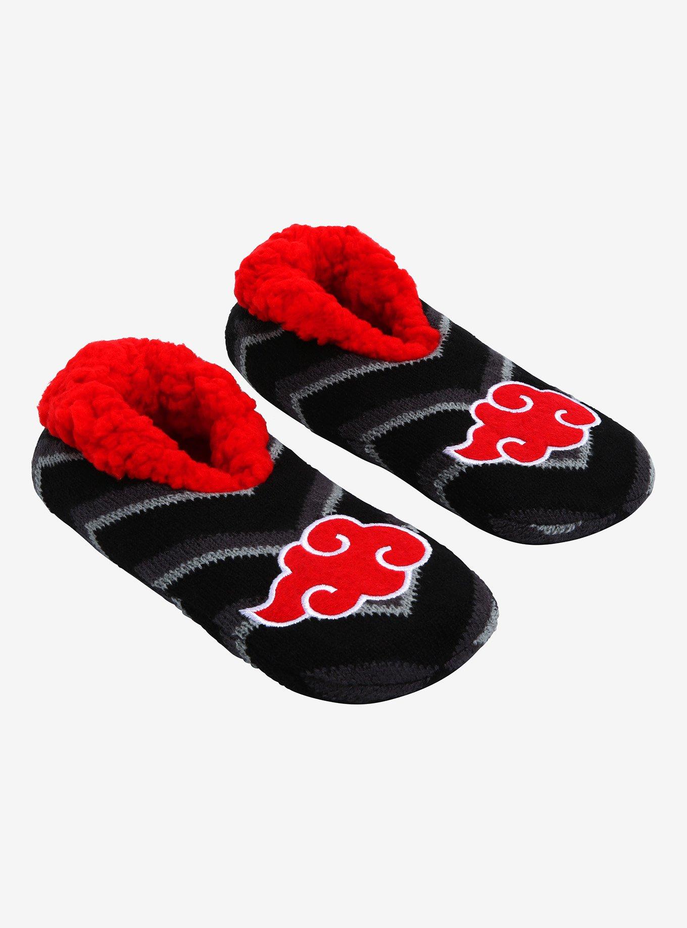 Naruto Shippuden Akatsuki Cloud Logo Slipper Socks - BoxLunch Exclusive , , hi-res