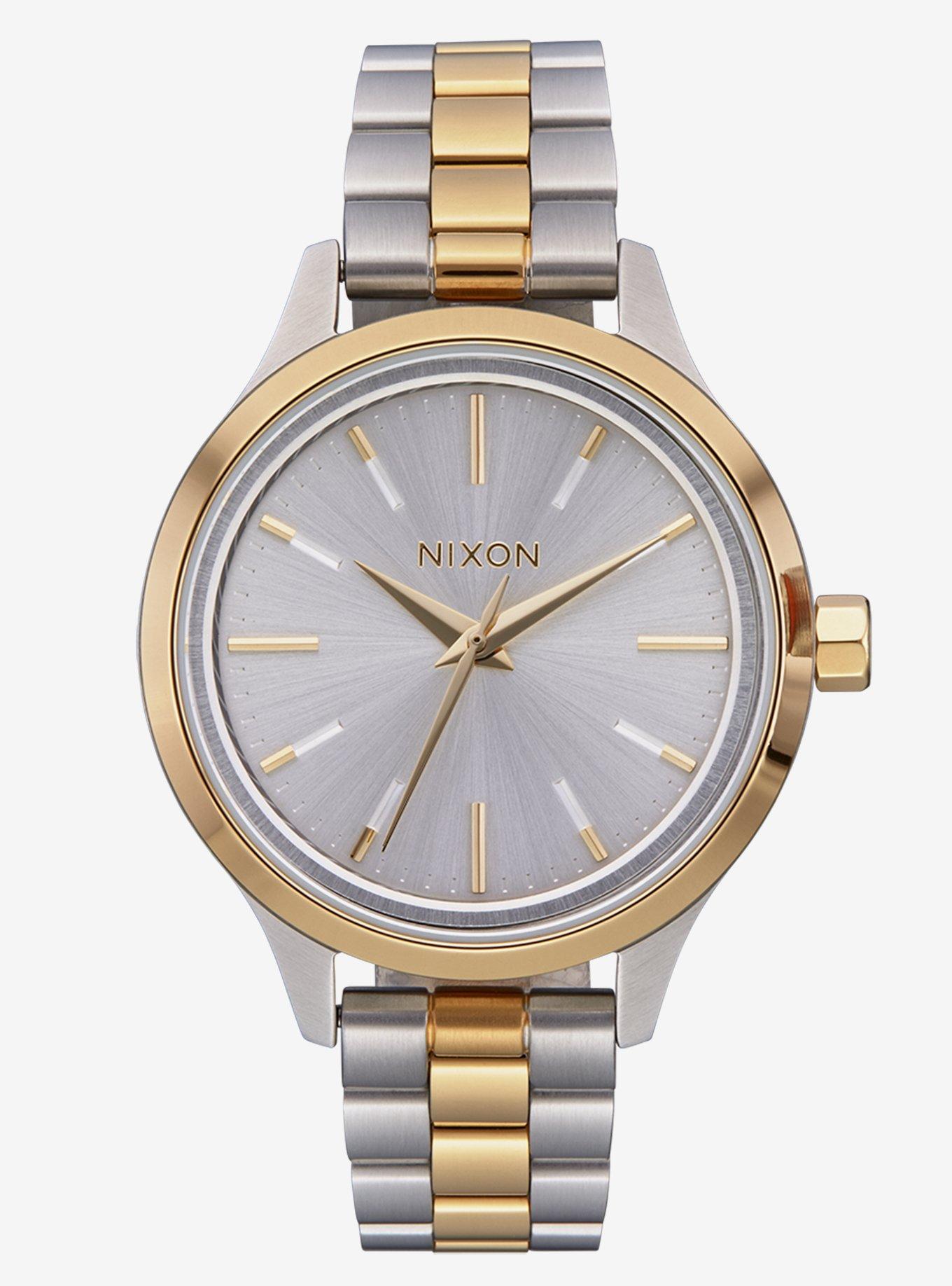 Nixon Optimist Silver Gold Watch, , hi-res