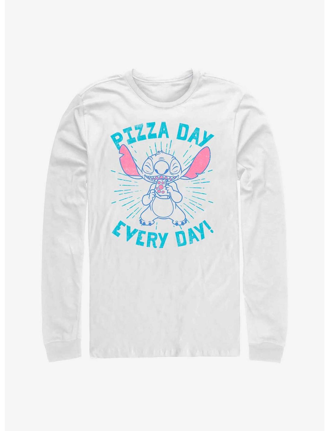 Disney Lilo & Stitch Pizza Day Every Day Long-Sleeve T-Shirt, WHITE, hi-res