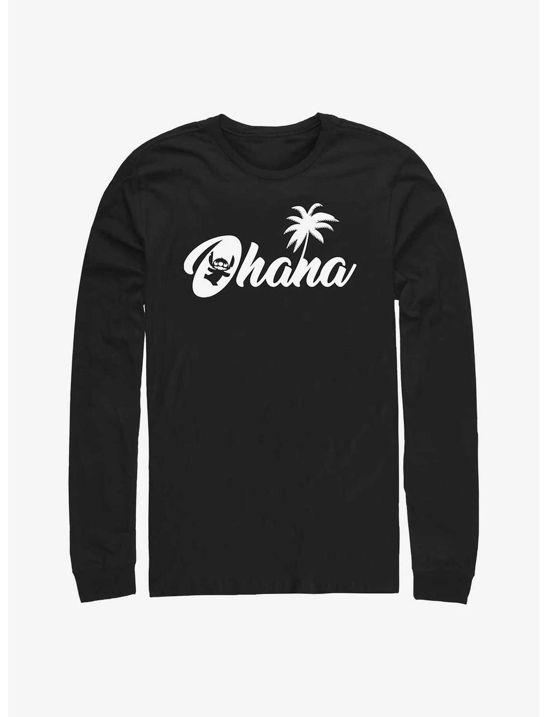 Disney Lilo & Stitch Silhouette Ohana Long-Sleeve T-Shirt, BLACK, hi-res