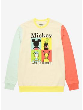 Disney Mickey and Friends Panel Portrait Color Block Crewneck - BoxLunch Exclusive , , hi-res