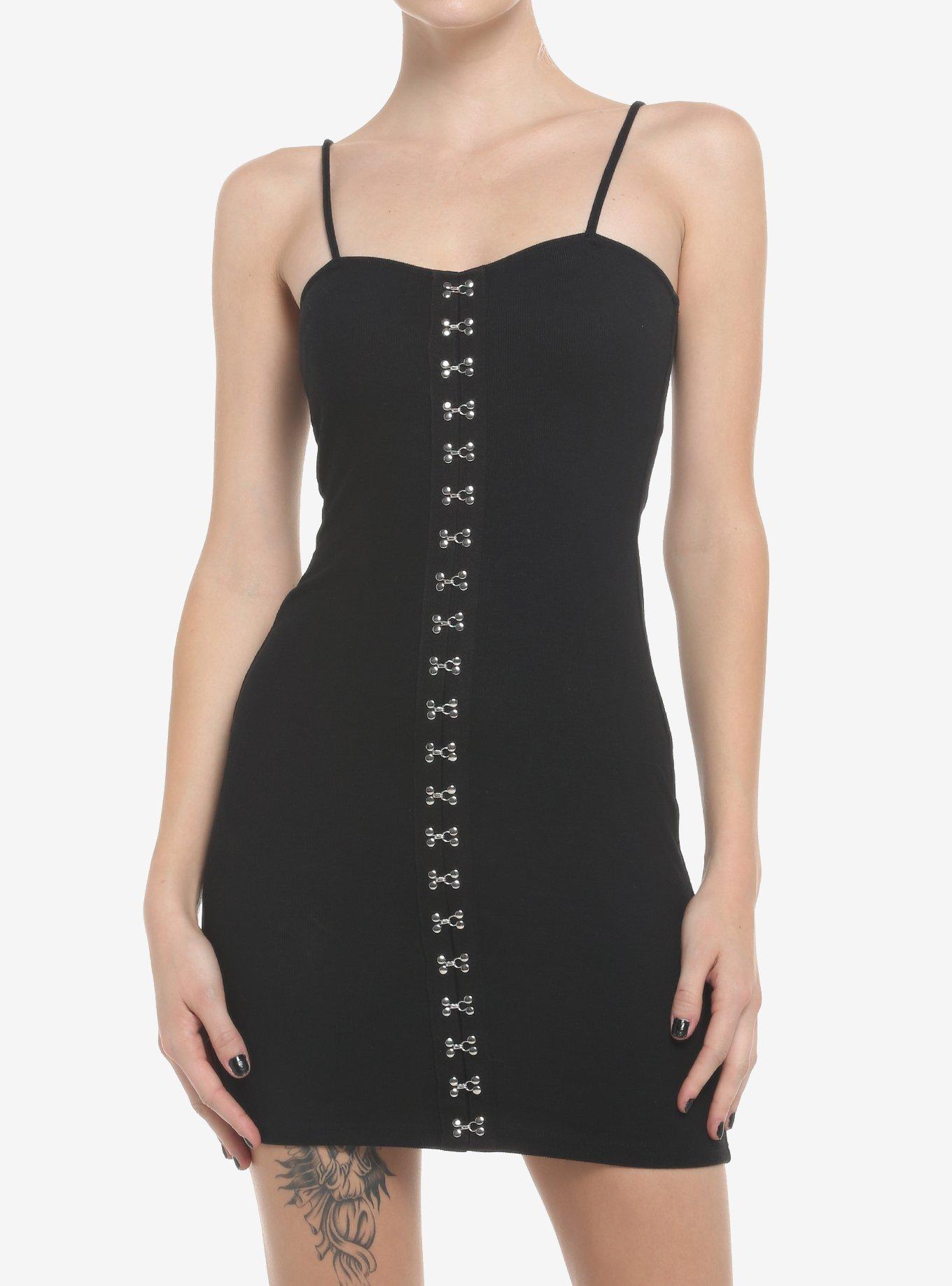 Black Hook And Eye Bodycon Mini Dress Hot Topic