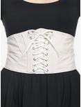 Ivory Faux Leather Lace-Up Corset, IVORY, hi-res