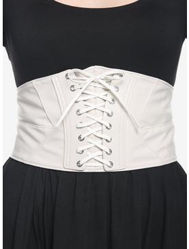 Ivory Faux Leather Lace-Up Corset, , hi-res
