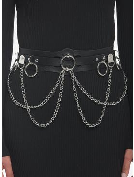 Black O-Ring Drop Chain Belt, , hi-res