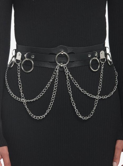 Black O-Ring Drop Chain Belt | Hot Topic