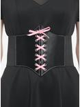 Black & Pink Lace-Up Bow Corset, BLACK, hi-res