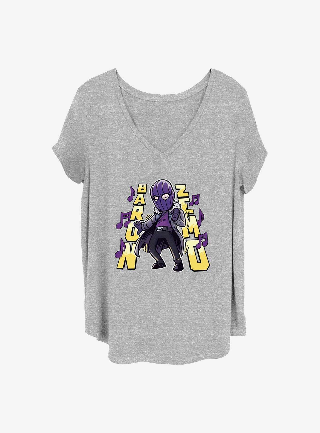 Marvel The Falcon and the Winter Soldier Baron Zemo Cartoon Girls T-Shirt Plus Size, HEATHER GR, hi-res