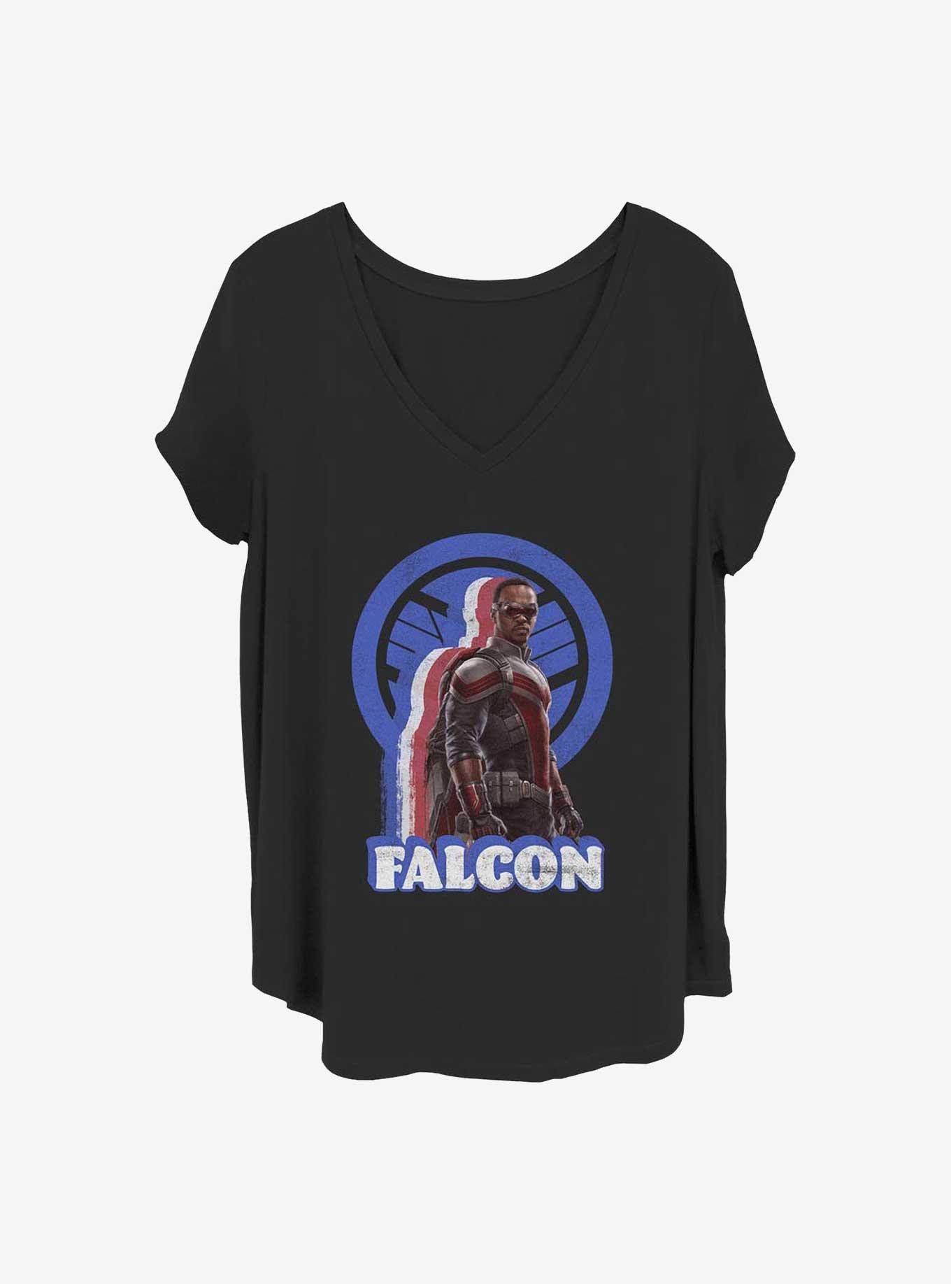 Marvel The Falcon and the Winter Soldier Distressed Falcon Girls T-Shirt Plus Size, BLACK, hi-res