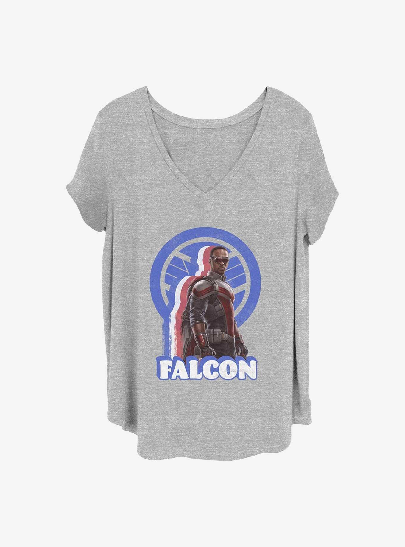Marvel The Falcon and the Winter Soldier Distressed Falcon Girls T-Shirt Plus Size, HEATHER GR, hi-res