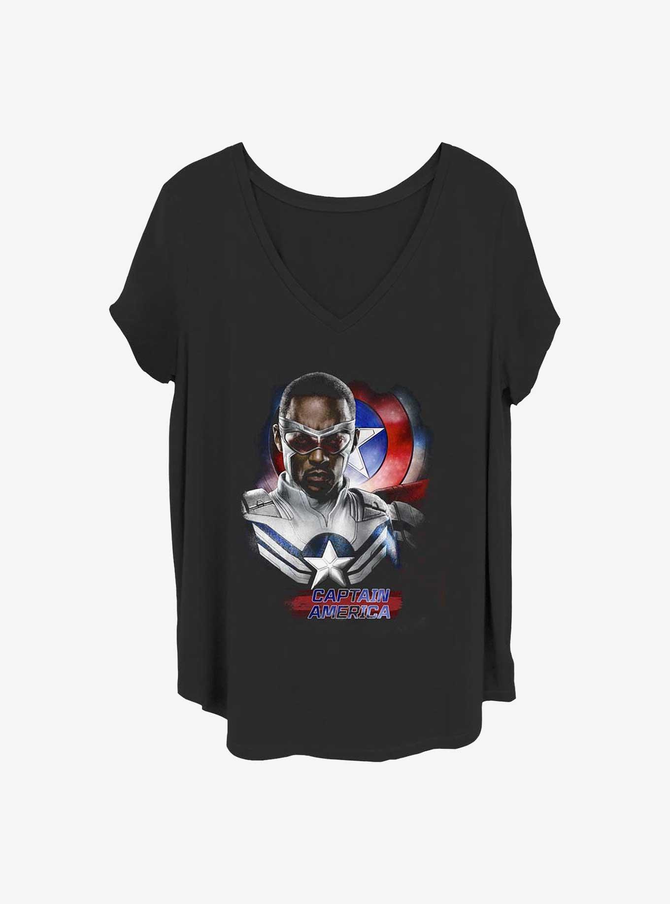 Marvel The Falcon and the Winter Soldier Cap Pose Girls T-Shirt Plus Size, BLACK, hi-res