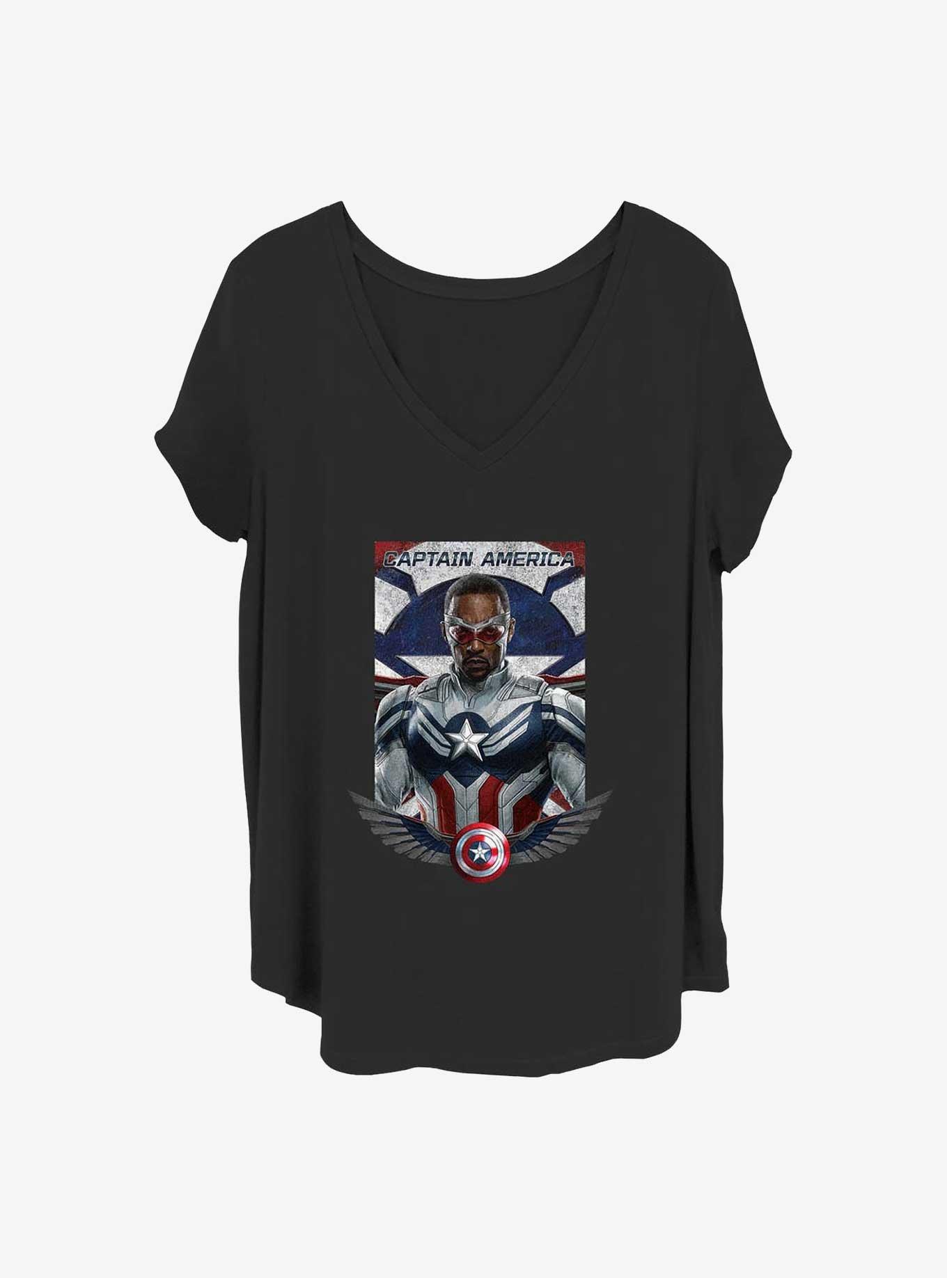 Marvel The Falcon and the Winter Soldier Captain America Girls T-Shirt Plus Size, BLACK, hi-res