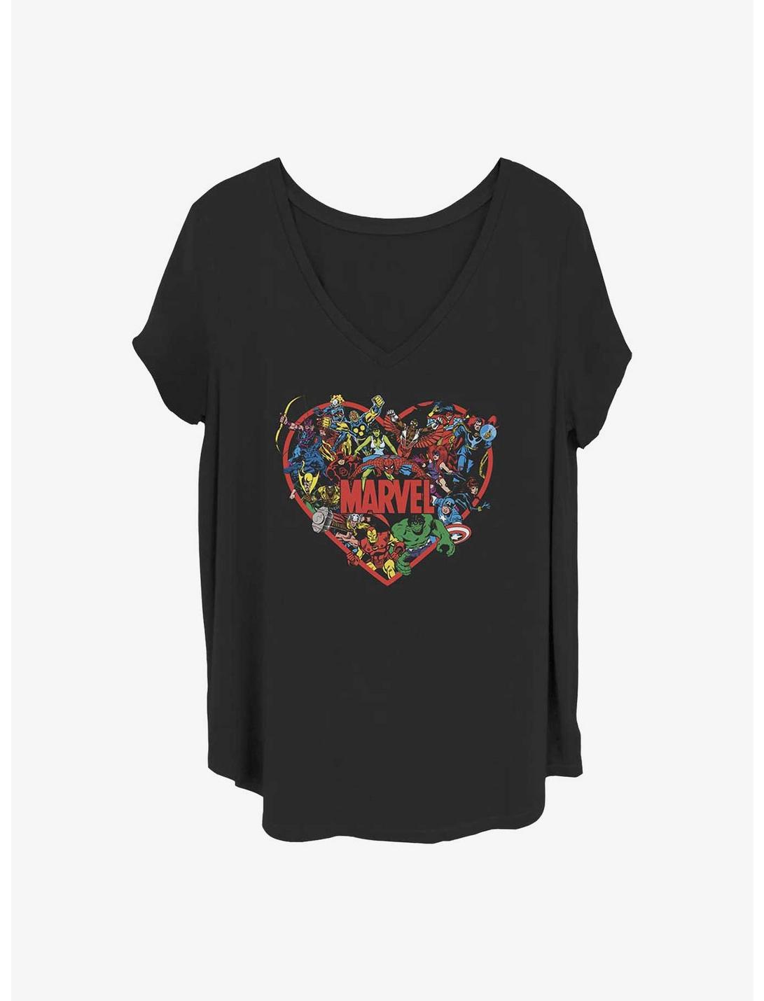 Marvel The Avengers Marvel Hero Heart Girls T-Shirt Plus Size, BLACK, hi-res