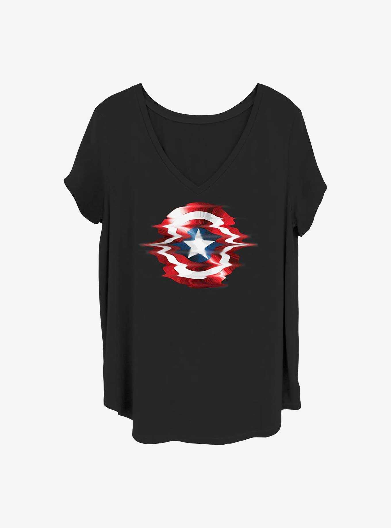 Marvel Captain America Glitch Shield Girls T-Shirt Plus Size, , hi-res