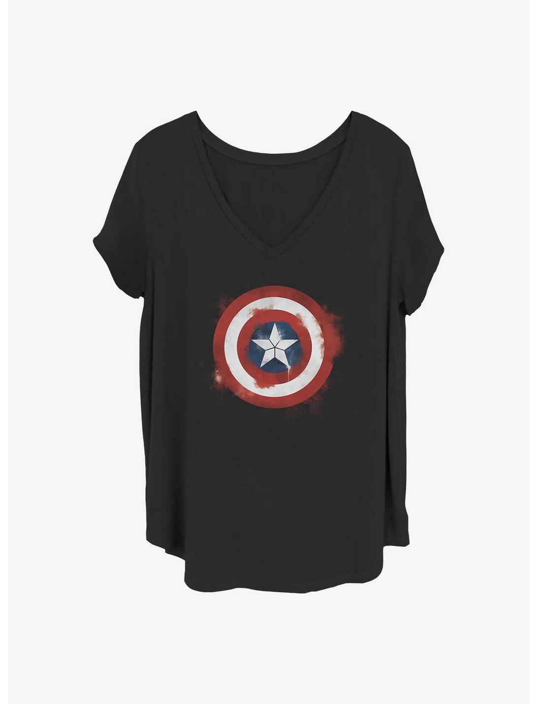 Marvel Captain America Spray Logo Girls T-Shirt Plus Size, BLACK, hi-res