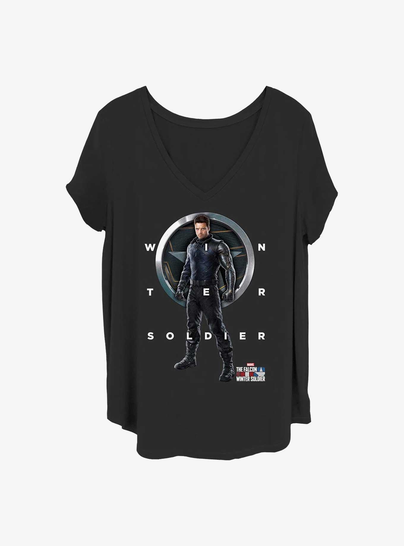 Marvel The Falcon and the Winter Soldier Grid Text Girls T-Shirt Plus Size, BLACK, hi-res