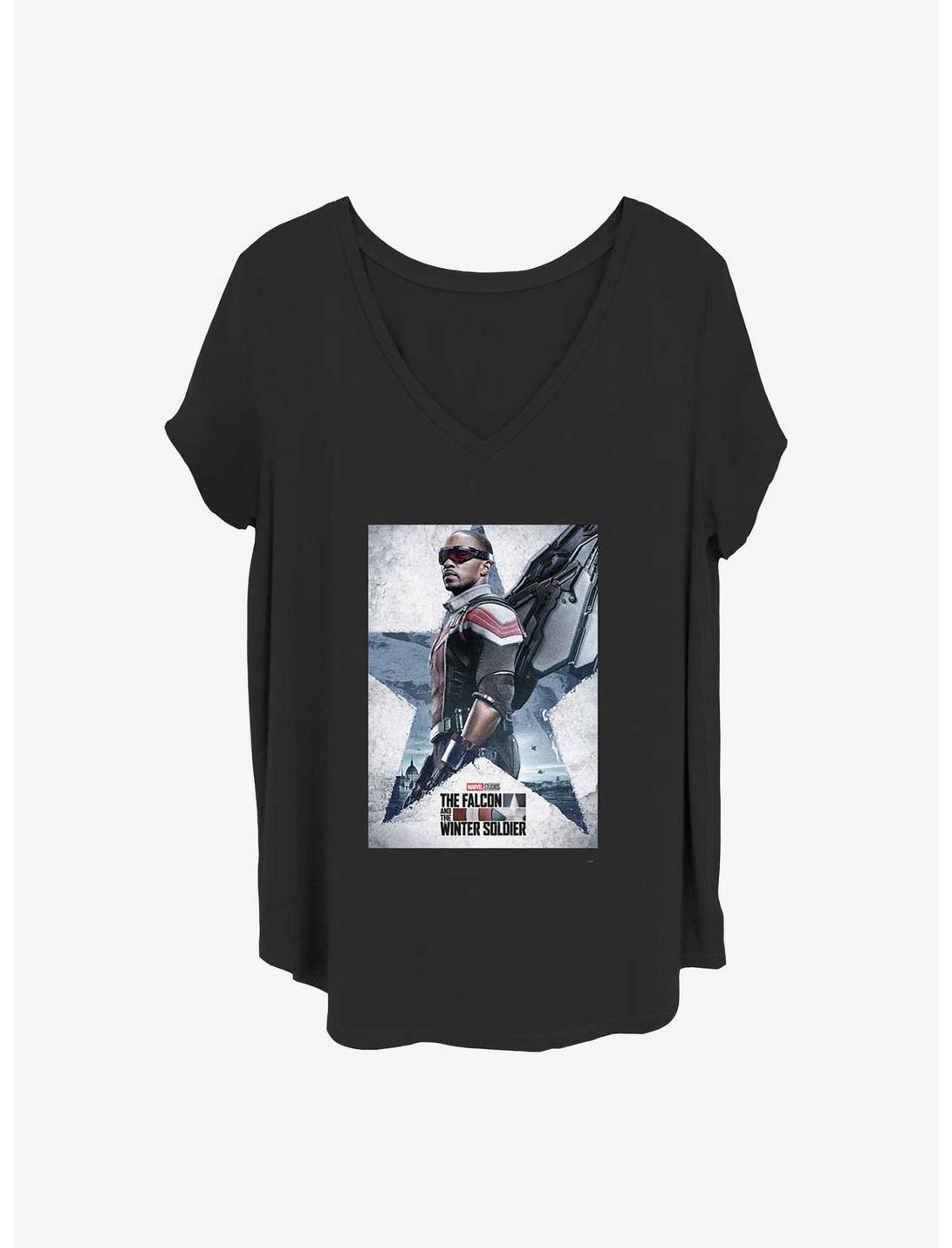 Marvel The Falcon and the Winter Soldier Falcon Poster Girls T-Shirt Plus Size, BLACK, hi-res