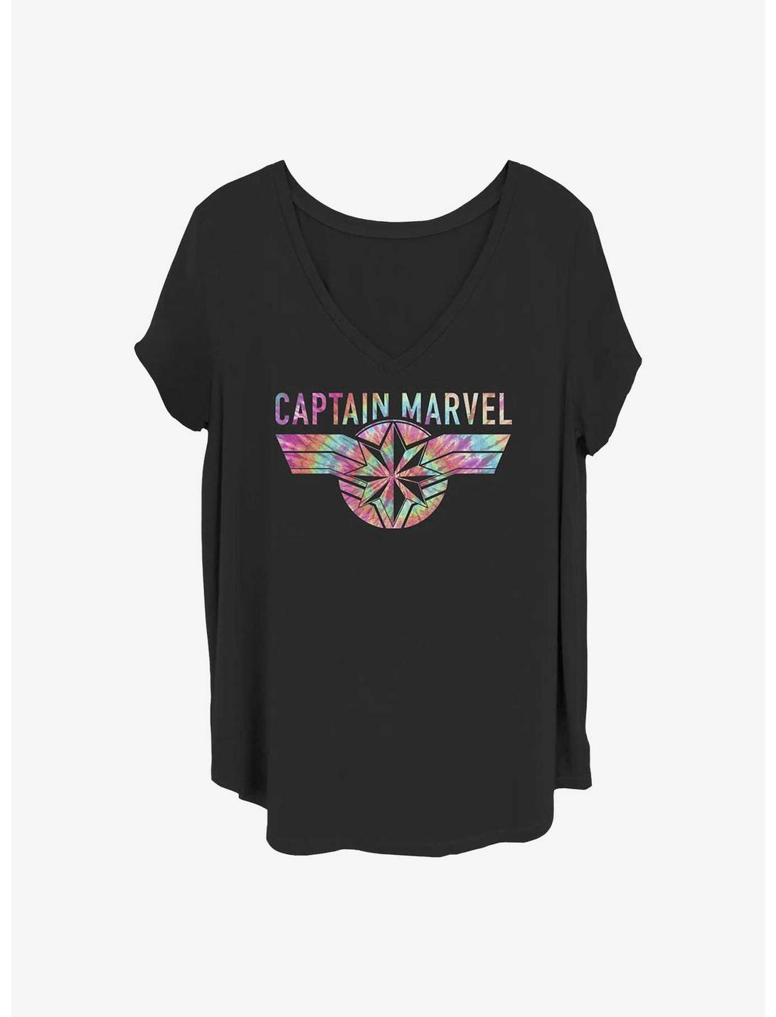 Marvel Captain Marvel Tie Dye Captain Girls T-Shirt Plus Size, BLACK, hi-res