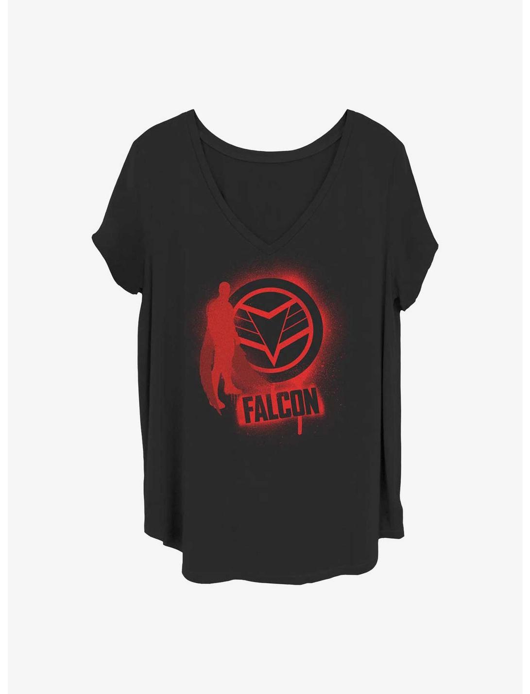 Marvel The Falcon and the Winter Soldier Falcon Spray Paint Girls T-Shirt Plus Size, BLACK, hi-res