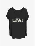 Marvel Loki Logo Film Grain Girls T-Shirt Plus Size, BLACK, hi-res