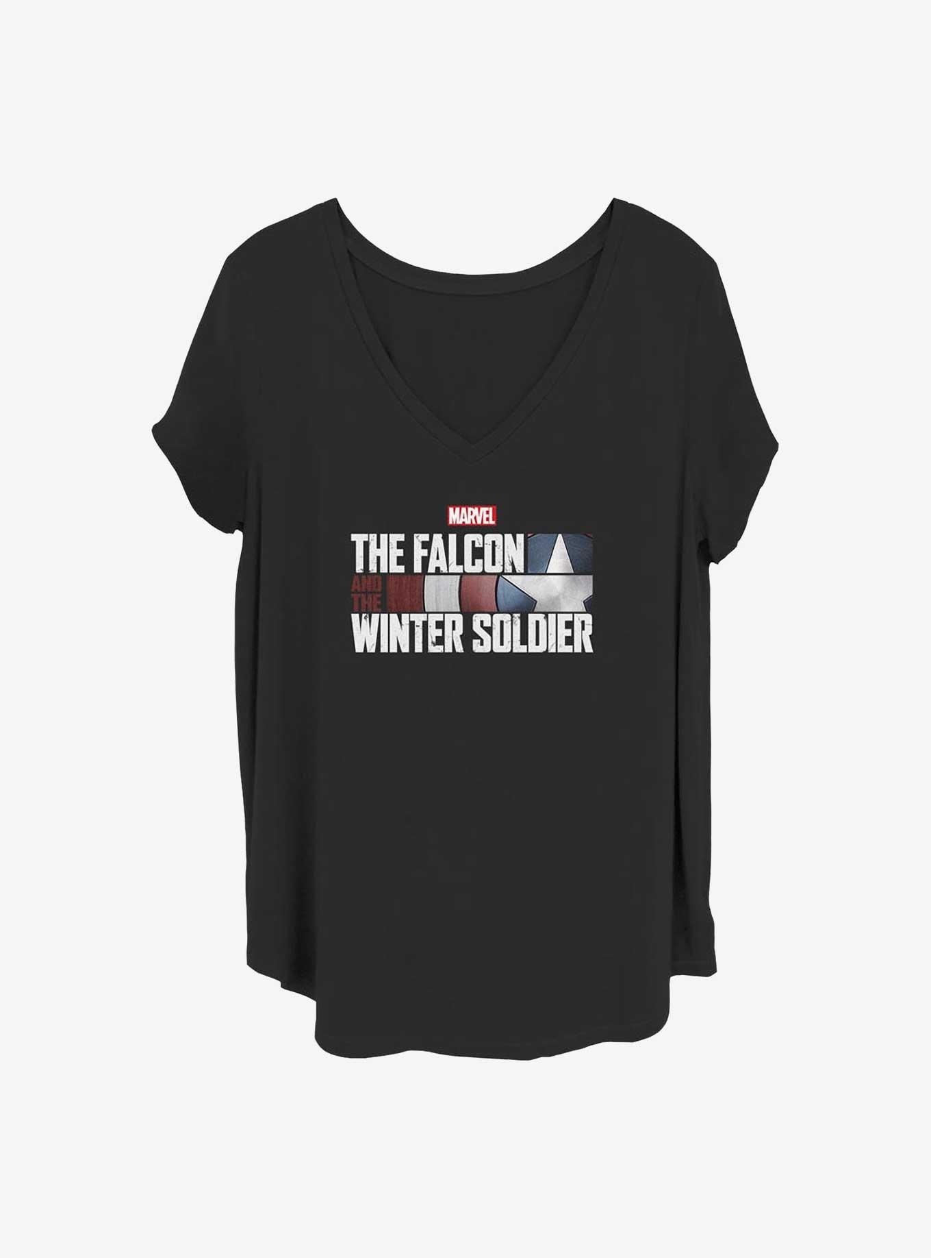 Marvel The Falcon and the Winter Soldier Logo Girls T-Shirt Plus Size, BLACK, hi-res