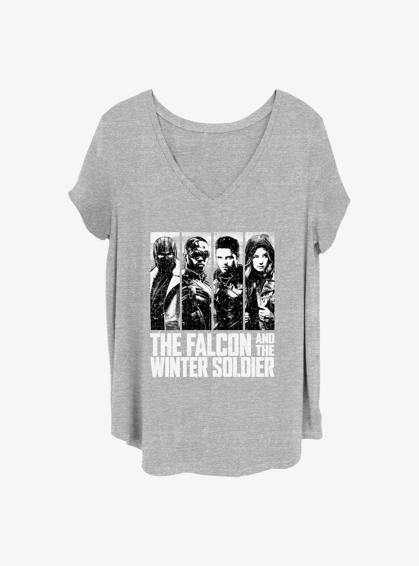 Marvel The Falcon and the Winter Soldier White Out Girls T-Shirt Plus Size, HEATHER GR, hi-res