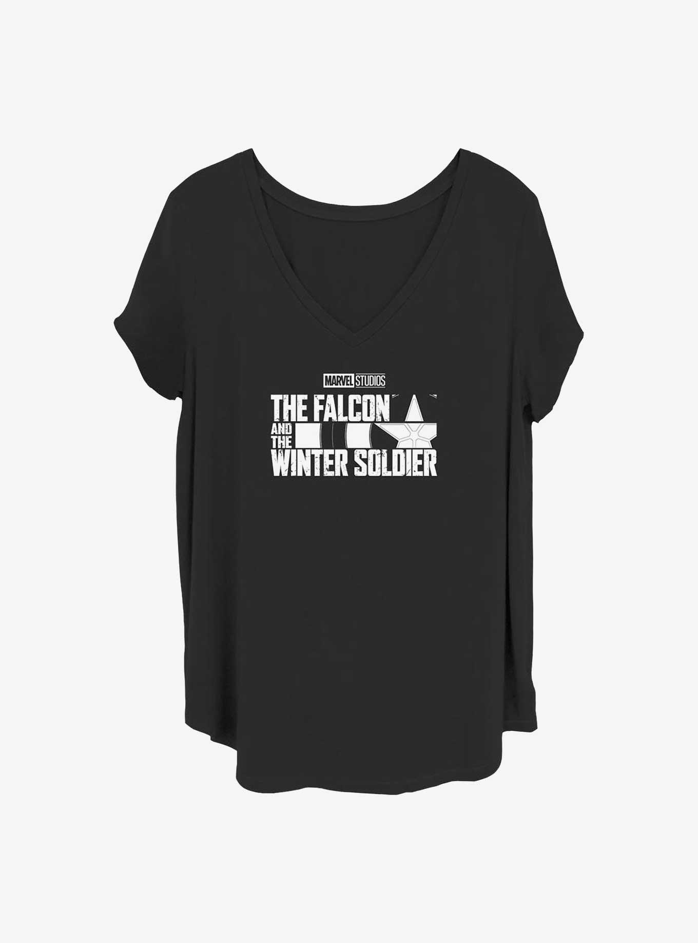 Marvel The Falcon and the Winter Soldier Logo Girls T-Shirt Plus Size, BLACK, hi-res