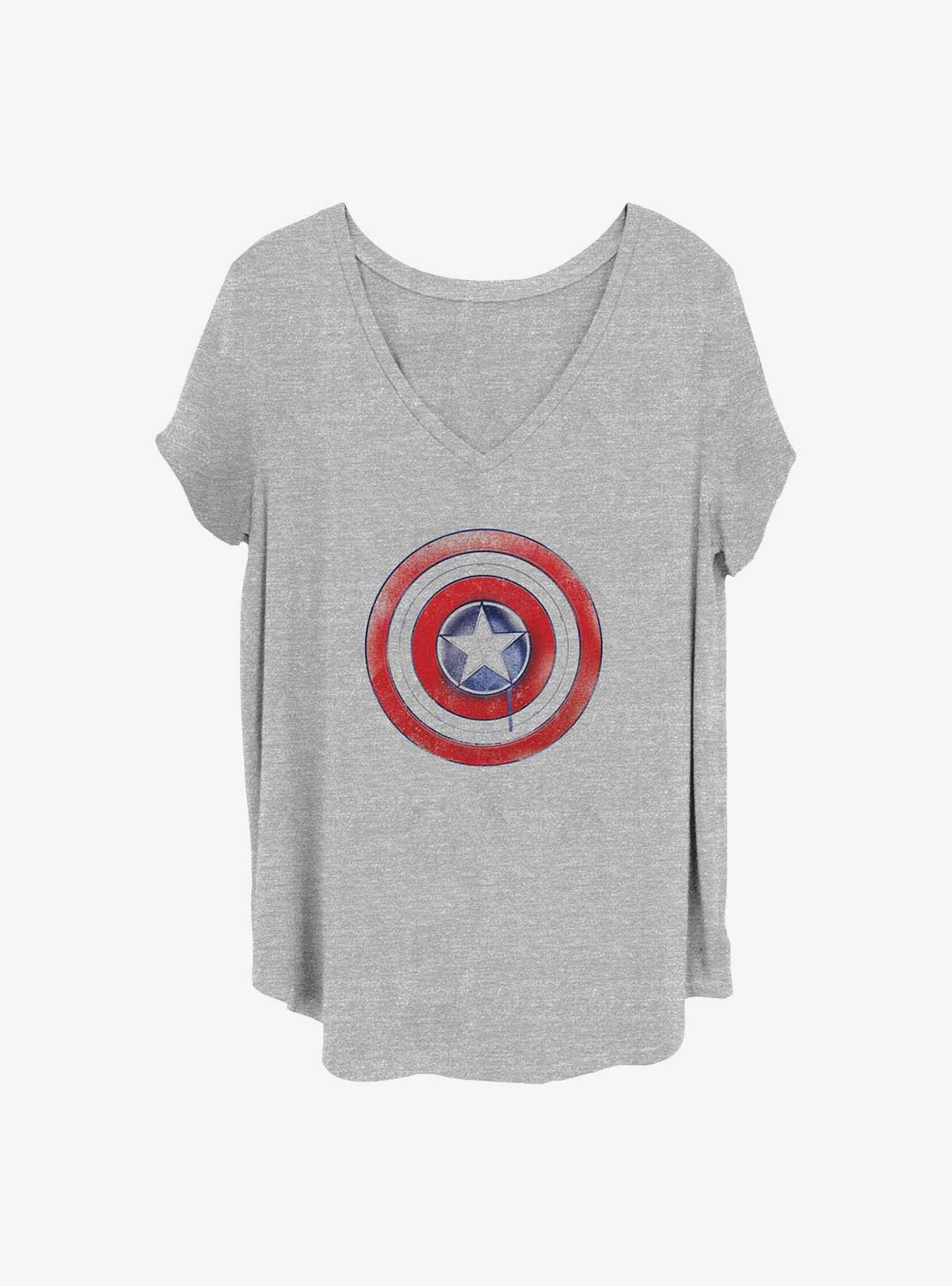 Marvel The Falcon and the Winter Soldier Paint Shield Girls T-Shirt Plus Size, HEATHER GR, hi-res