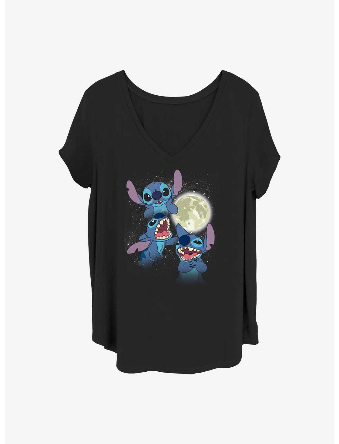 Disney Lilo & Stitch Three Stitch Moon Girls T-Shirt Plus Size, BLACK, hi-res