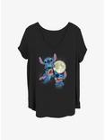 Disney Lilo & Stitch Three Stitch Moon Girls T-Shirt Plus Size, BLACK, hi-res